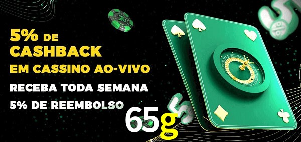 Promoções do cassino ao Vivo 65g